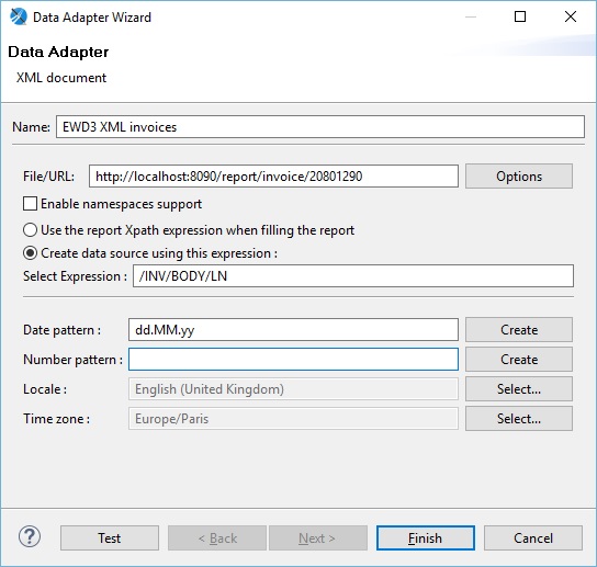 JasperReports XML Data Adapter